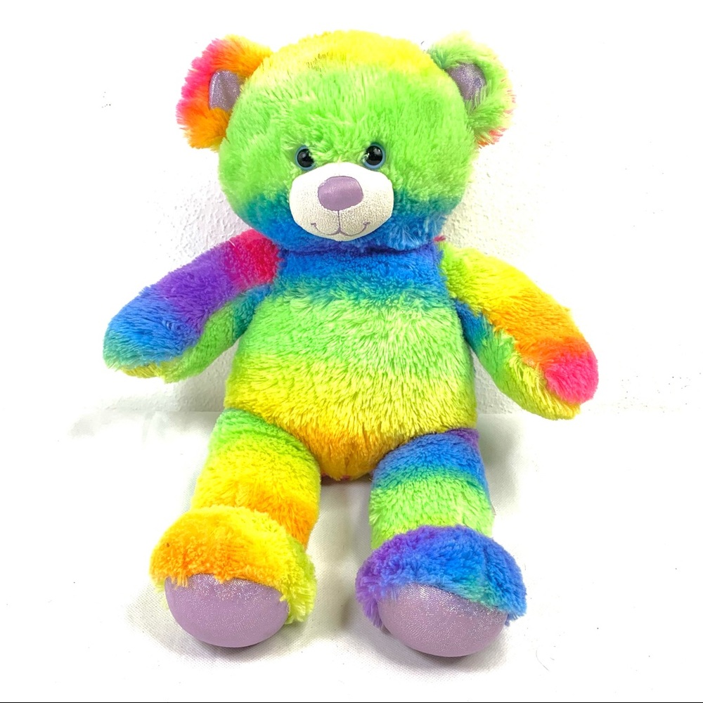 Build a Bear Workshop, Rainbow Teddy Bear Plush.